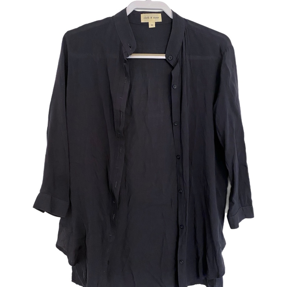 Cloth & Stone Anthropologie Navy Blue Button Up Top Women’s XS